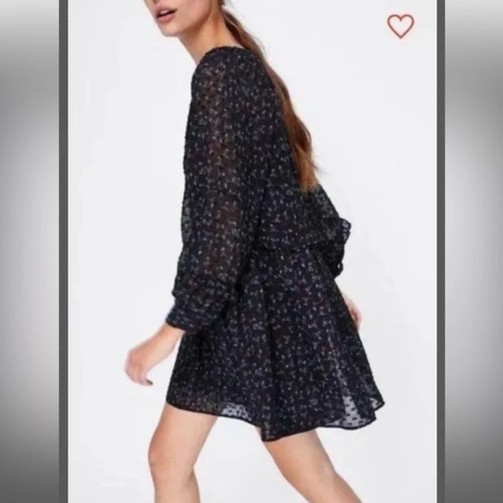 Zara black sheer floral slip dress